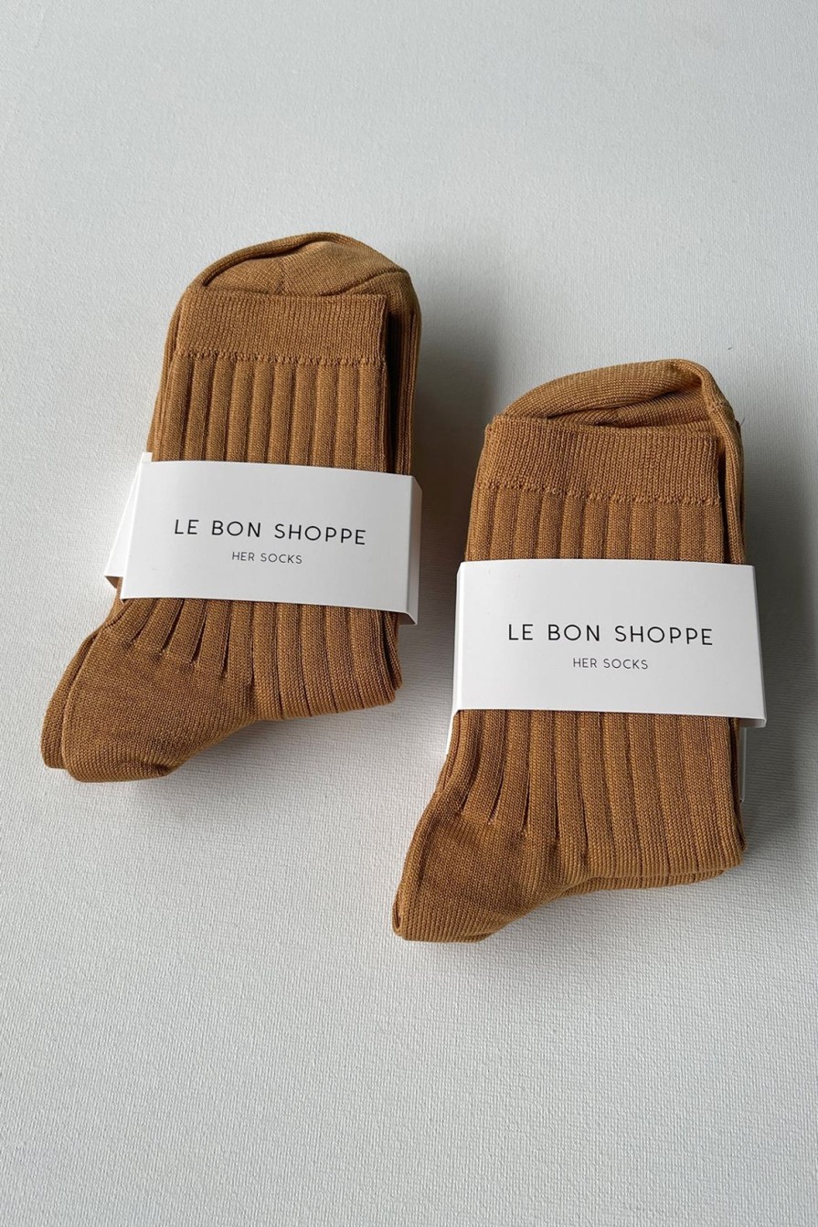 Arcaa Le Bon Shoppe Her Cotton Rib Socks-Peanut Butter