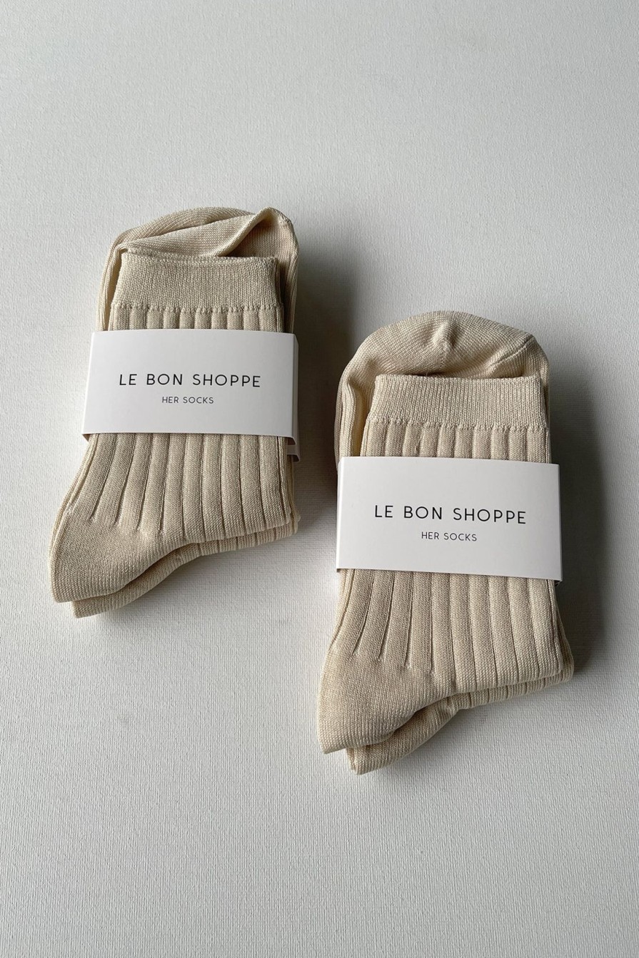 Arcaa Le Bon Shoppe Her Cotton Rib Socks-Porcelain