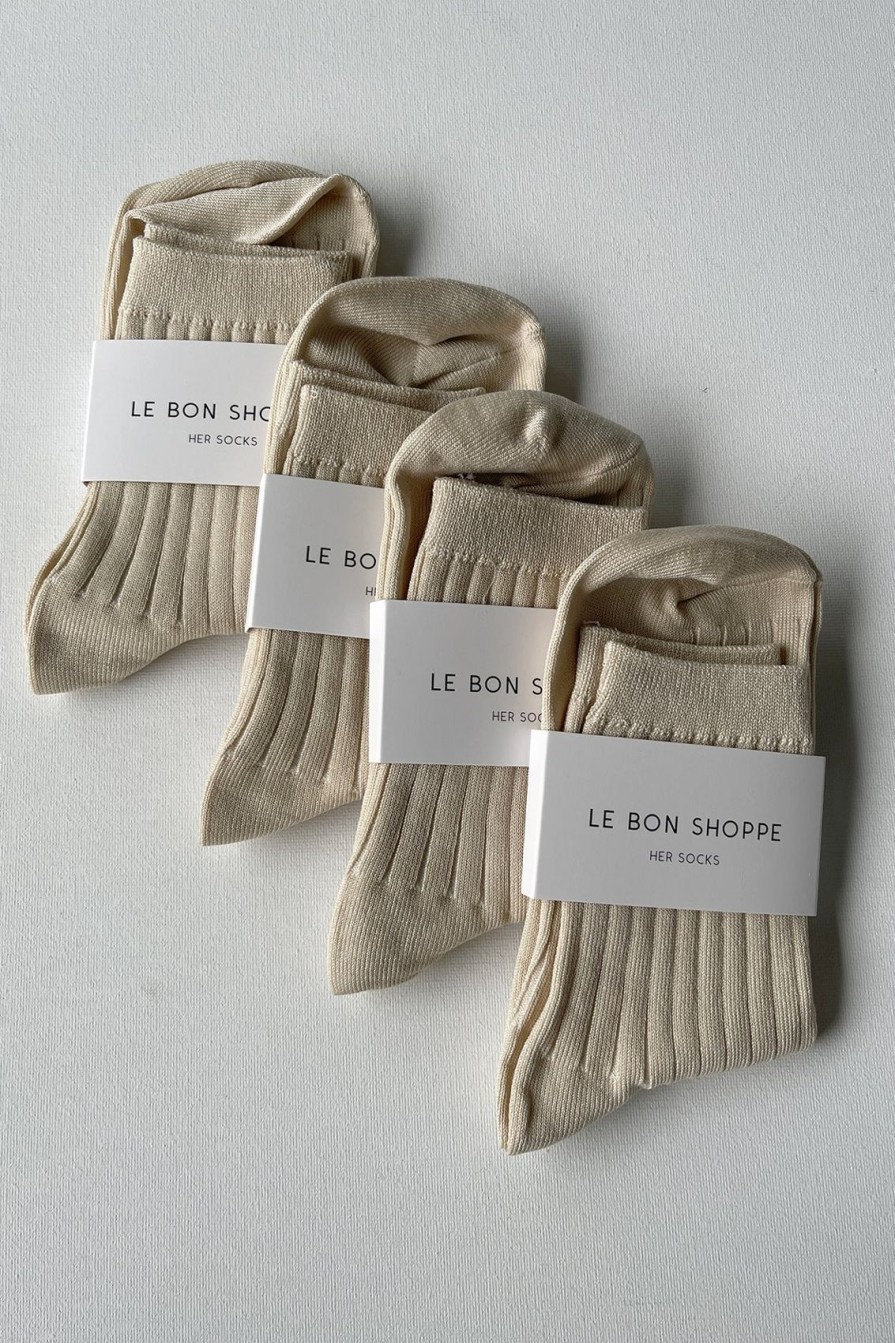 Arcaa Le Bon Shoppe Her Cotton Rib Socks-Porcelain