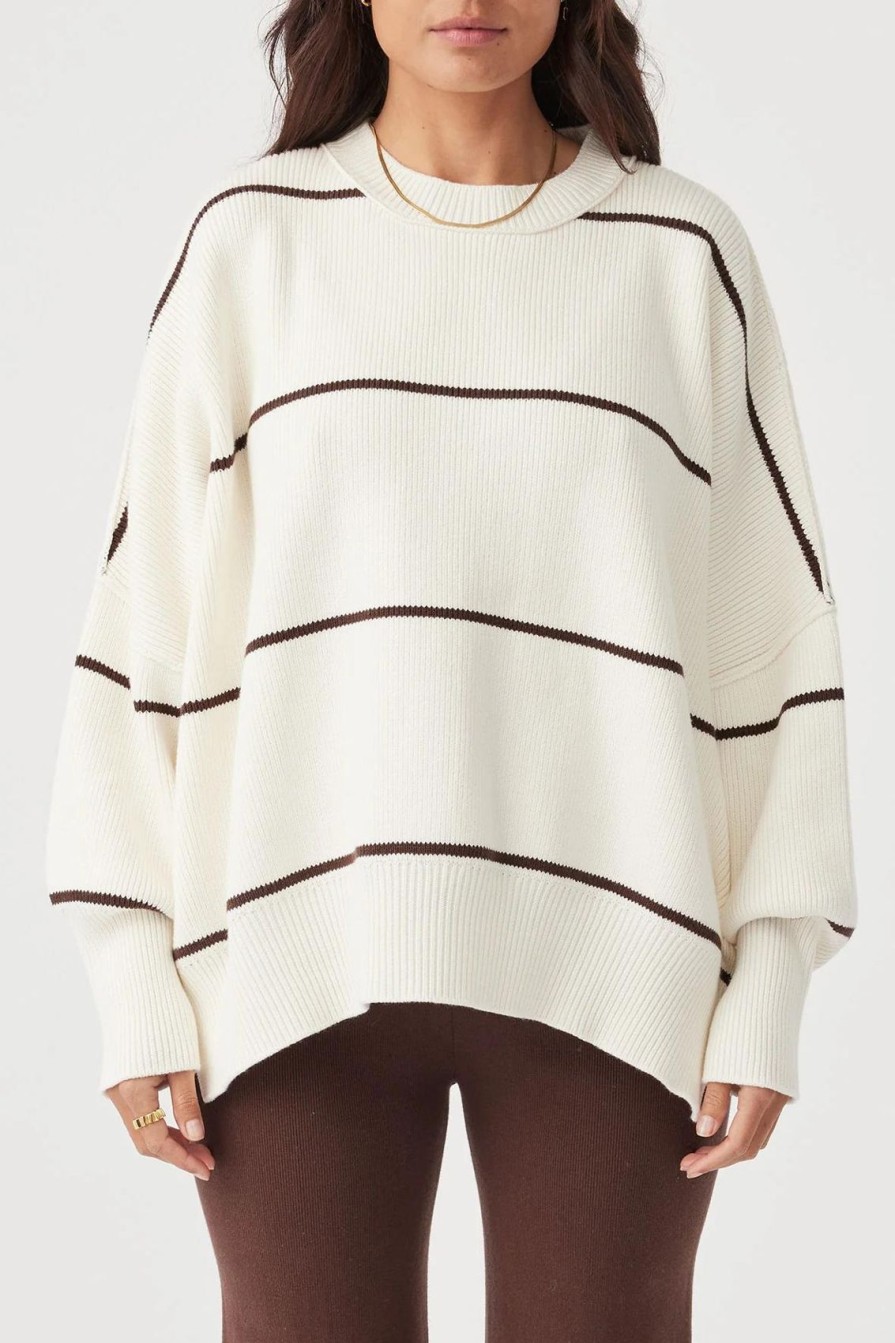 Arcaa Harper Stripe Organic Knit Sweater-Cream & Chocolate