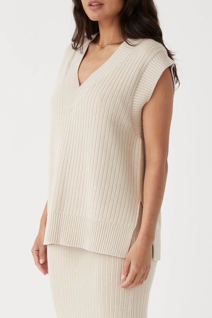 Arcaa Vera Organic Knit Vest-Sand