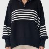 Arcaa London Zip Stripe Sweater-Black & Cream