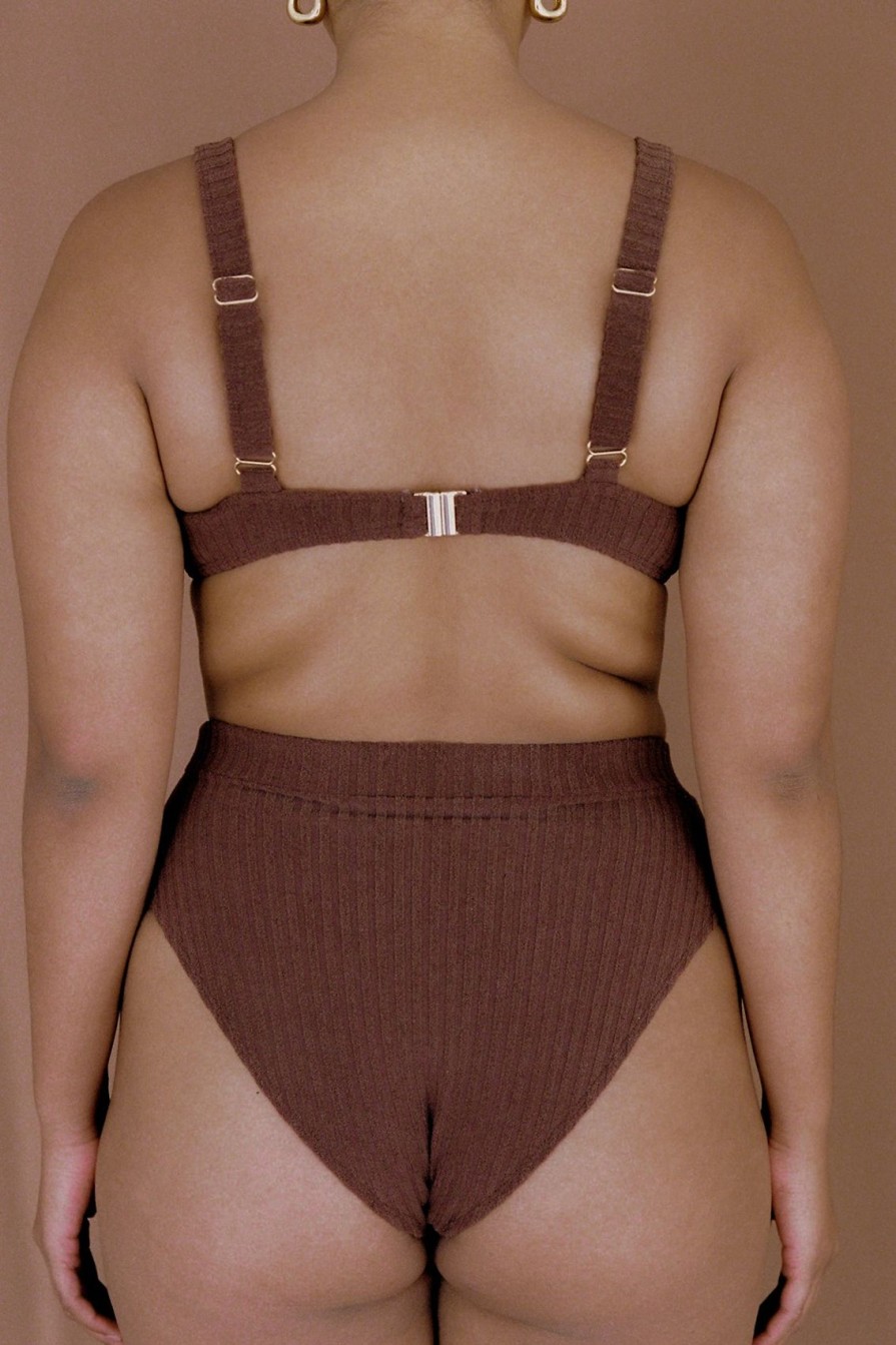 Arcaa Ochre Lane-Towelling Balconette Bra-Cocoa