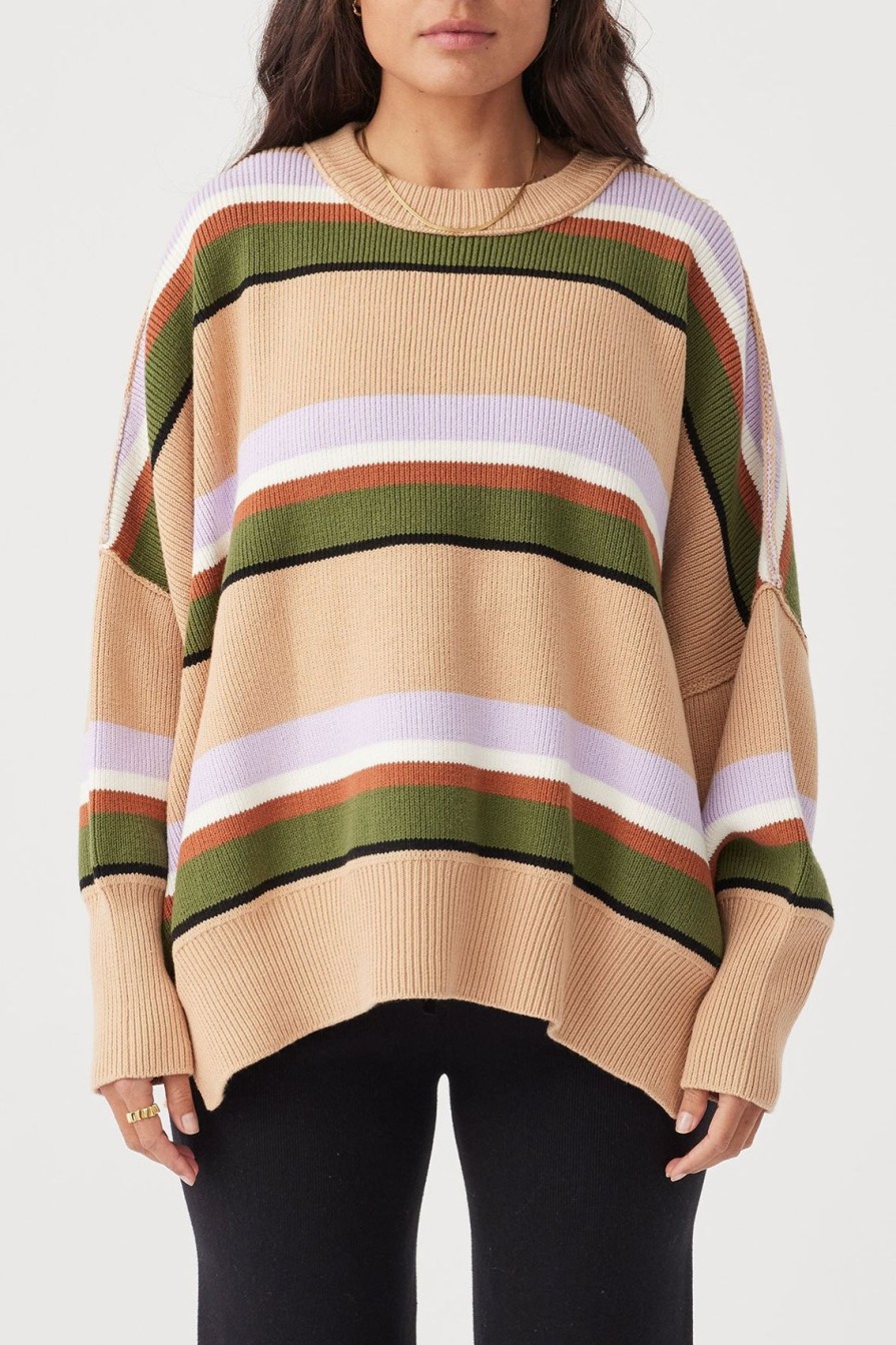 Arcaa Harper Stripe Sweater-Honey, Lilac & Cream