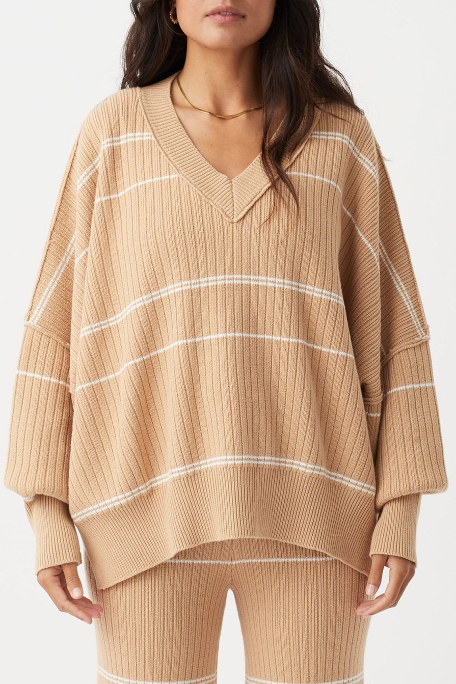 Arcaa Vera Organic Knit Sweater-Honey Stripe