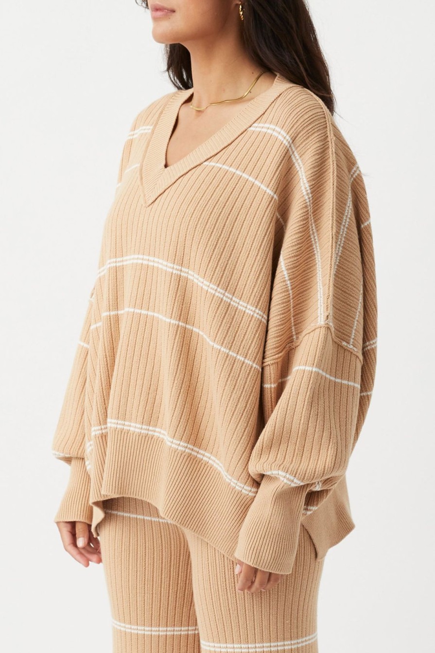 Arcaa Vera Organic Knit Sweater-Honey Stripe