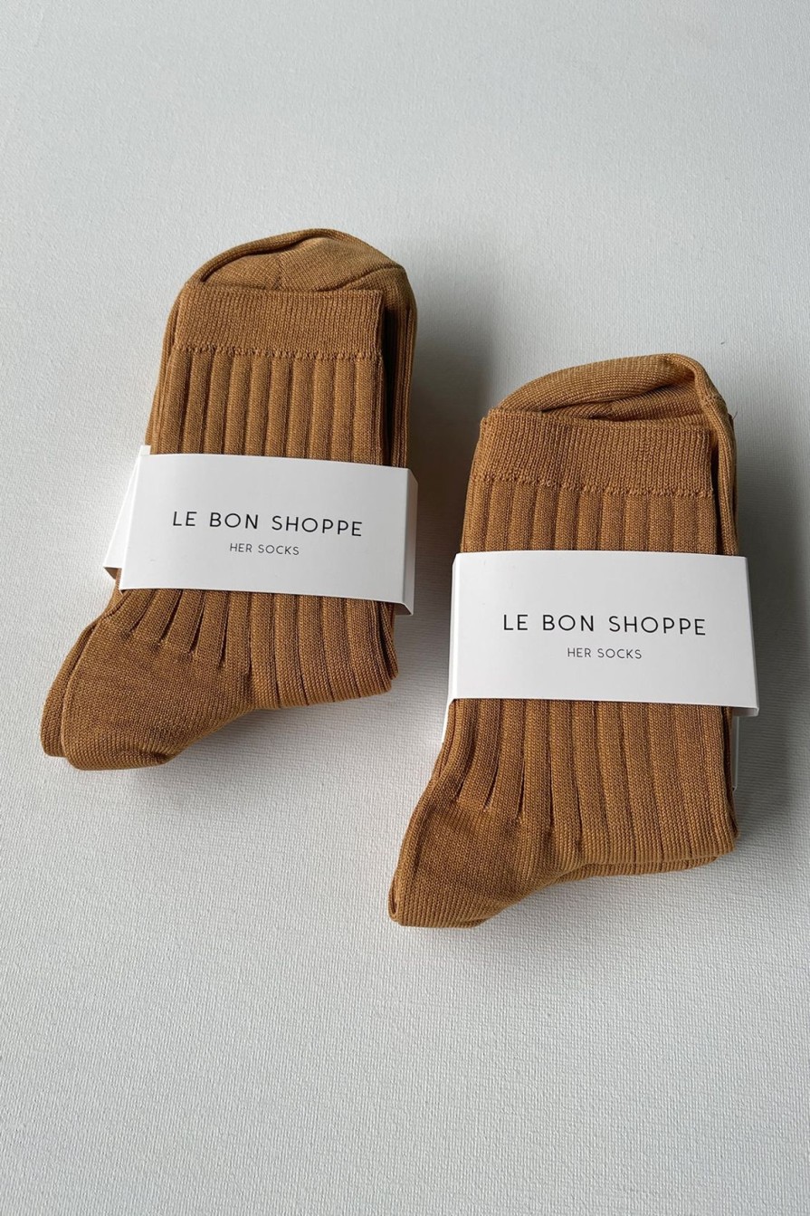 Arcaa Le Bon Shoppe Her Cotton Rib Socks-Peanut Butter