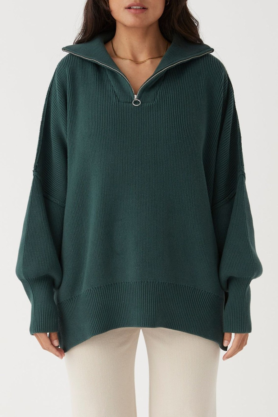 Arcaa London Zip Sweater-Forest