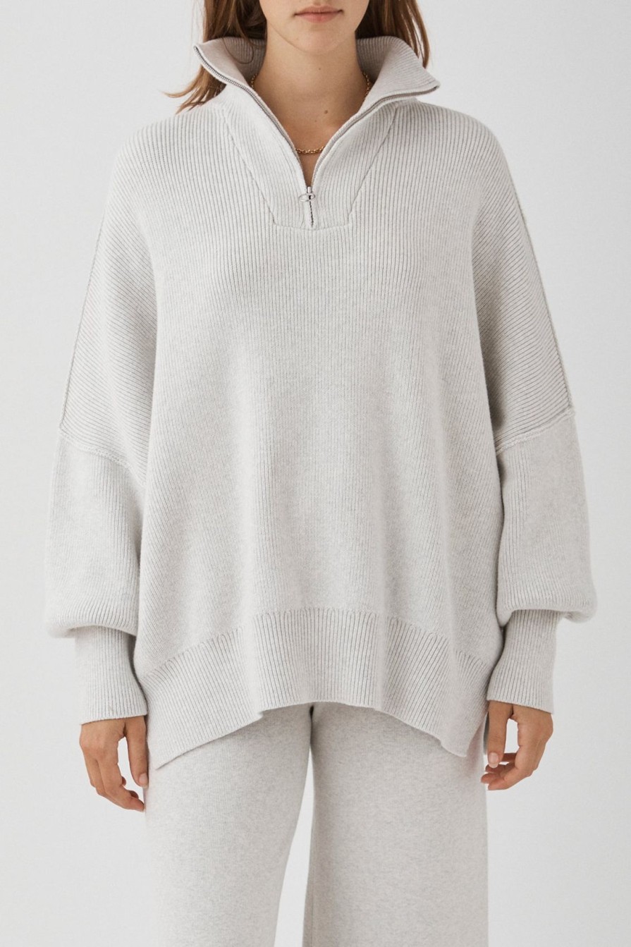 Arcaa London Zip Sweater-Grey Marle