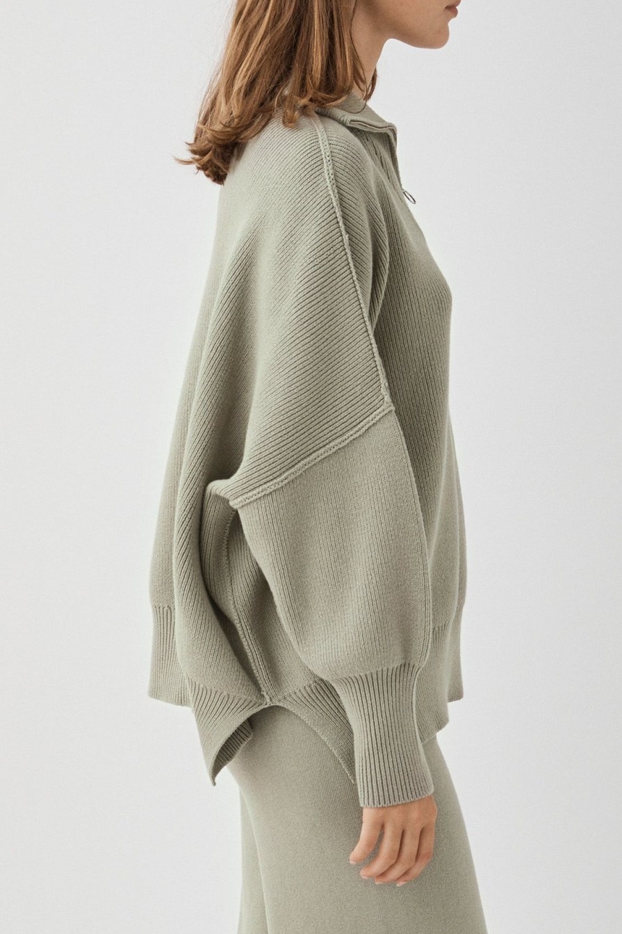 Arcaa London Zip Sweater-Sage