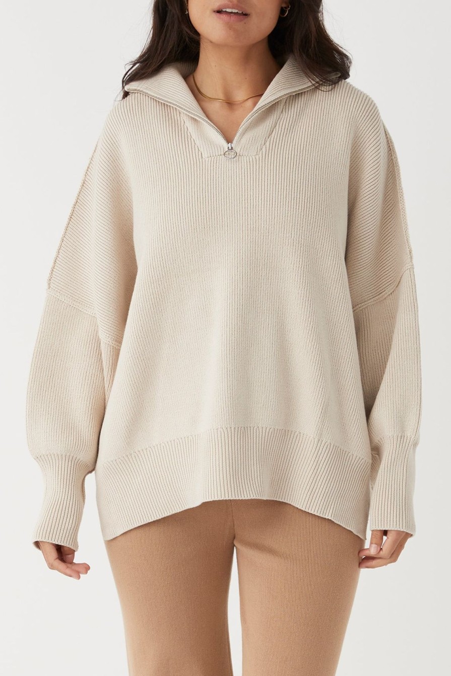 Arcaa London Zip Sweater-Sand