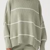 Arcaa Harper Stripe Organic Knit Sweater-Sage & Cream