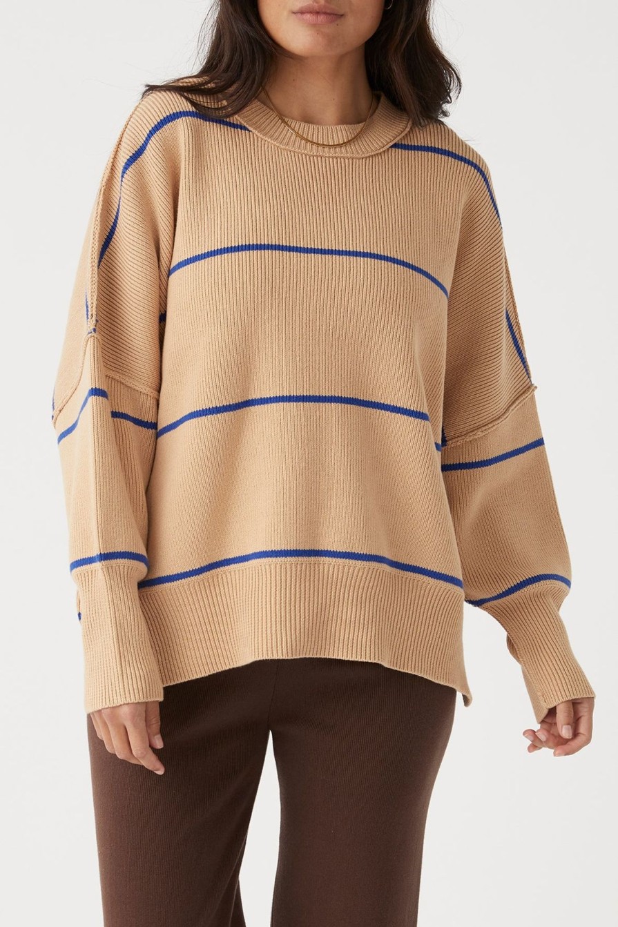 Arcaa Harper Stripe Organic Knit Sweater-Honey & Sapphire