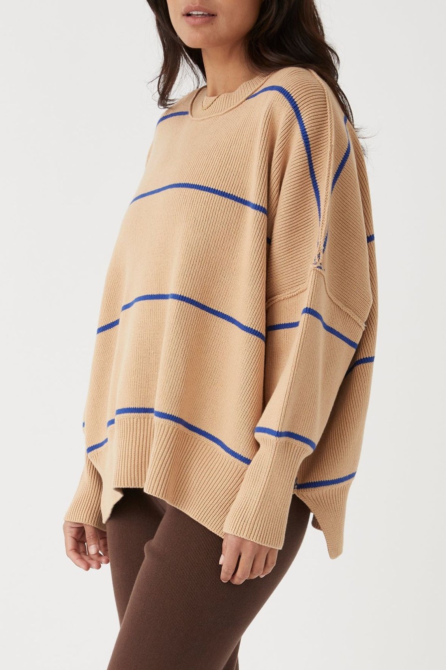 Arcaa Harper Stripe Organic Knit Sweater-Honey & Sapphire