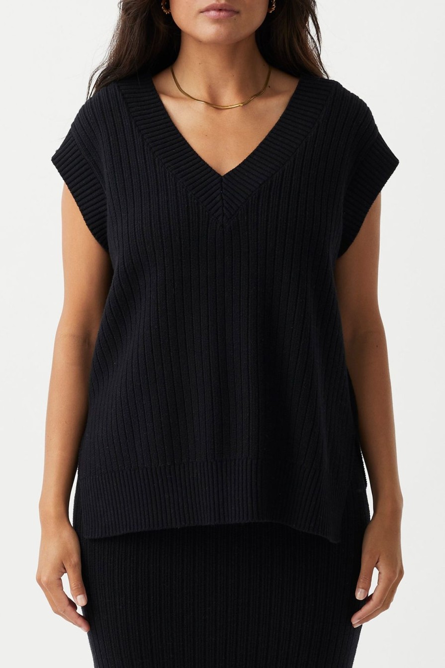 Arcaa Vera Organic Knit Vest-Black