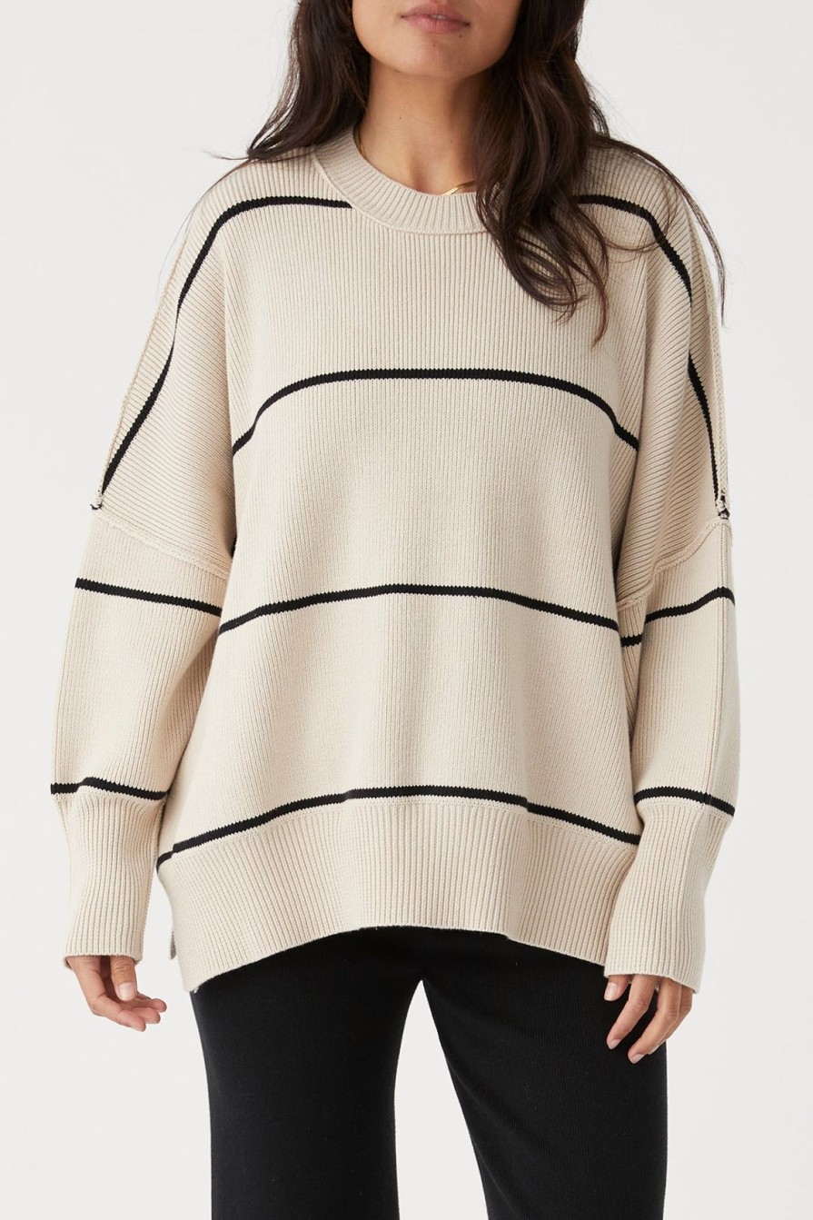 Arcaa Harper Stripe Sweater-Sand & Black