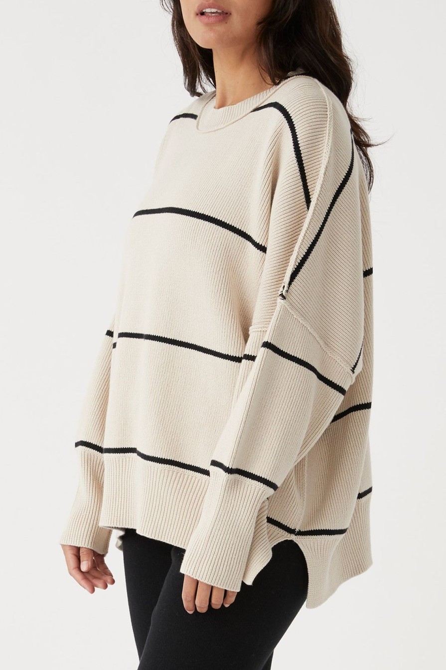 Arcaa Harper Stripe Sweater-Sand & Black