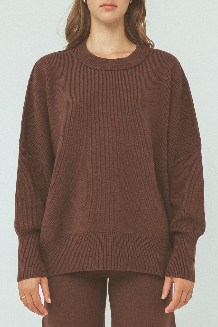 Arcaa Harper Organic Knit Sweater-Chocolate