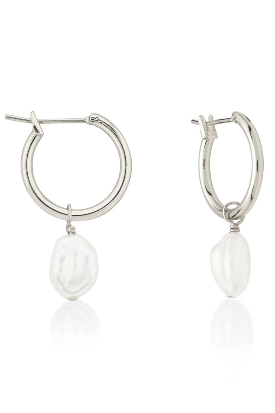 Arcaa Saint Valentine-Mini Keshi Pearl Hoops-Silver