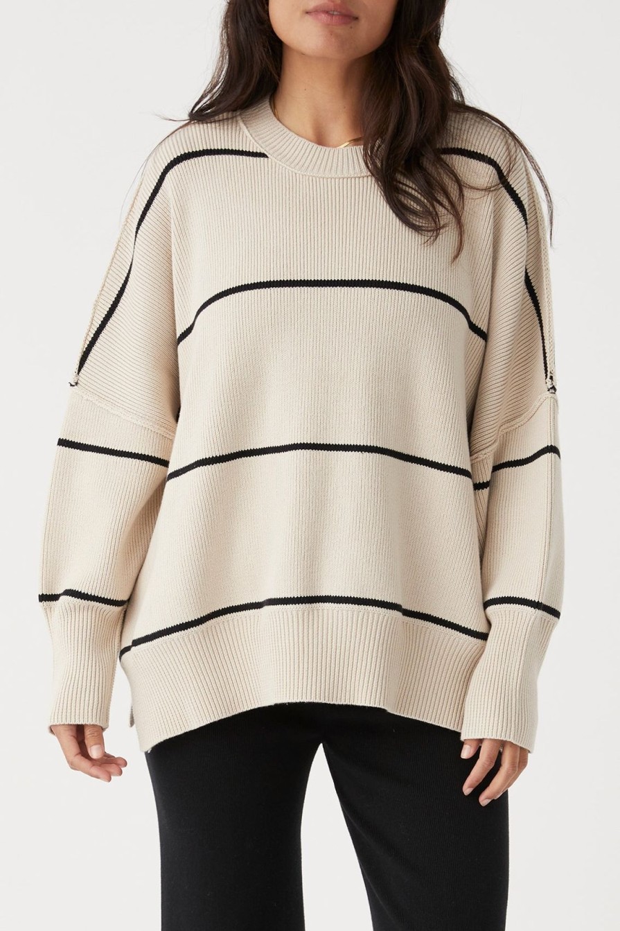 Arcaa Harper Stripe Sweater-Sand & Black