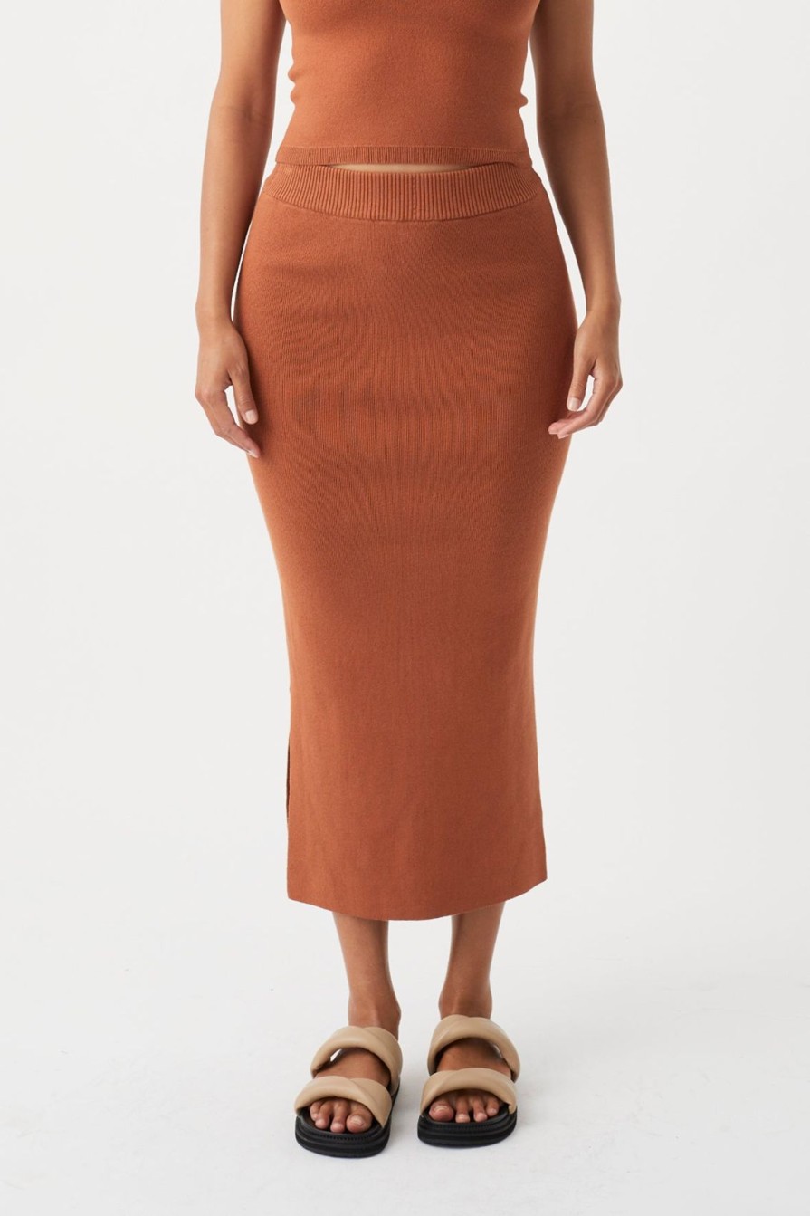 Arcaa Harper Organic Knit Skirt-Tobacco