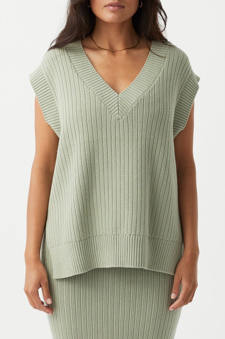 Arcaa Vera Organic Knit Vest-Sage