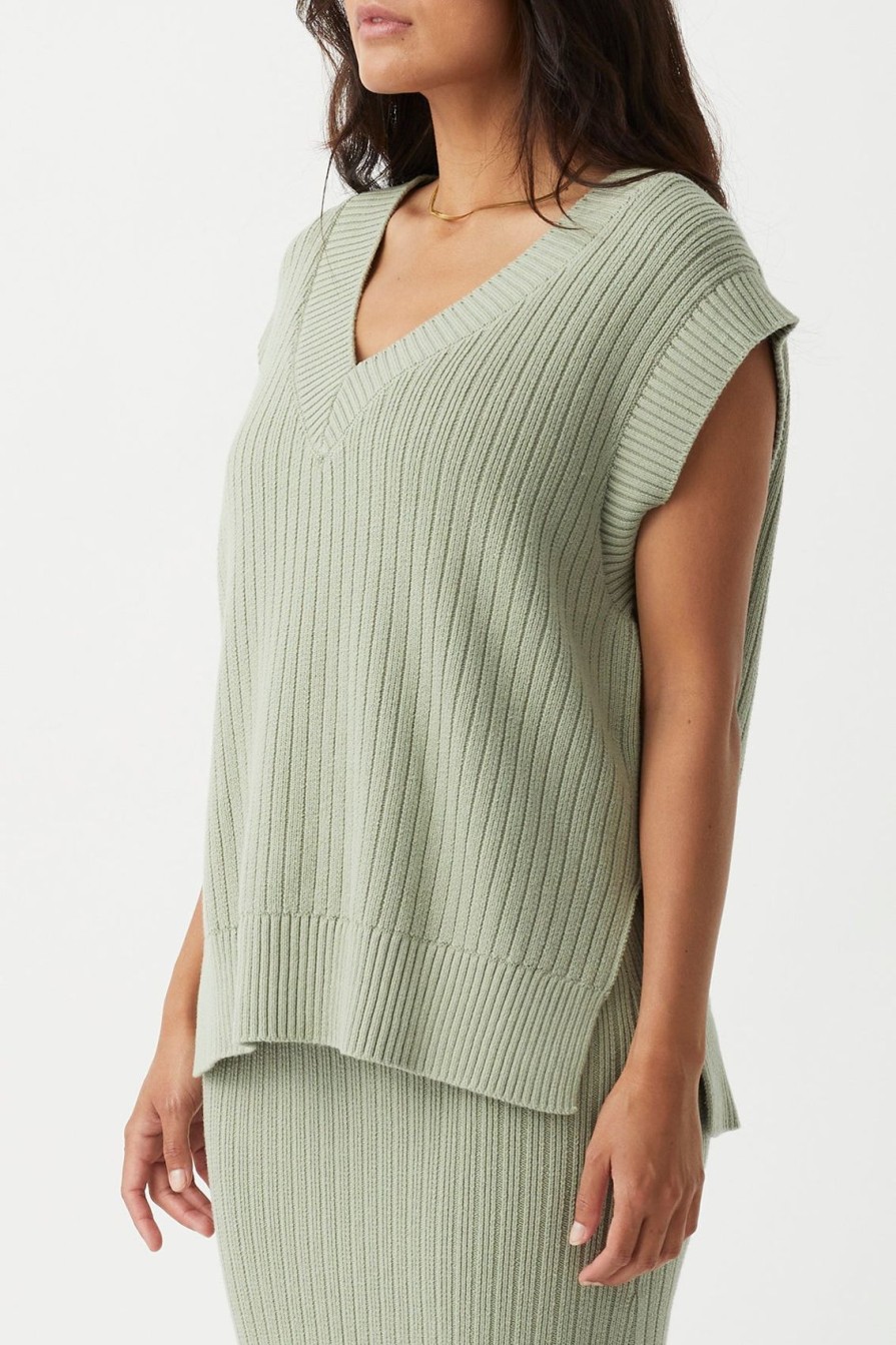 Arcaa Vera Organic Knit Vest-Sage