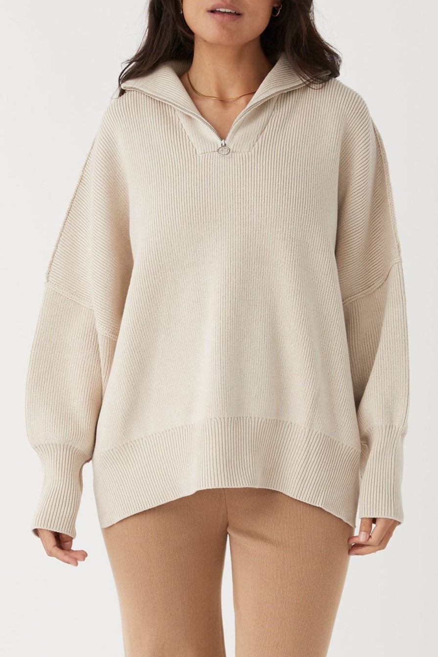 Arcaa London Zip Sweater-Sand