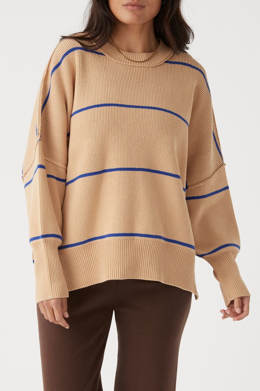 Arcaa Harper Stripe Organic Knit Sweater-Honey & Sapphire