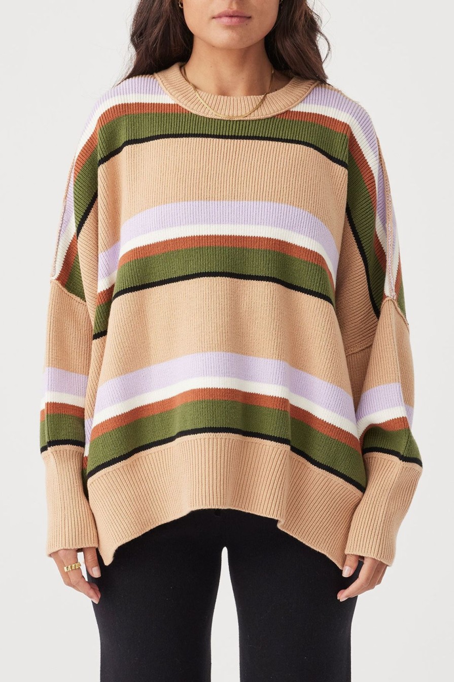 Arcaa Harper Stripe Sweater-Honey, Lilac & Cream