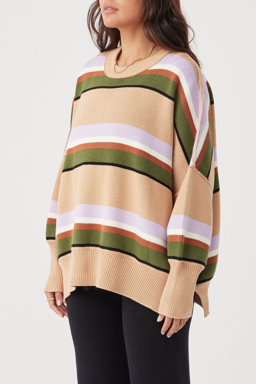 Arcaa Harper Stripe Sweater-Honey, Lilac & Cream