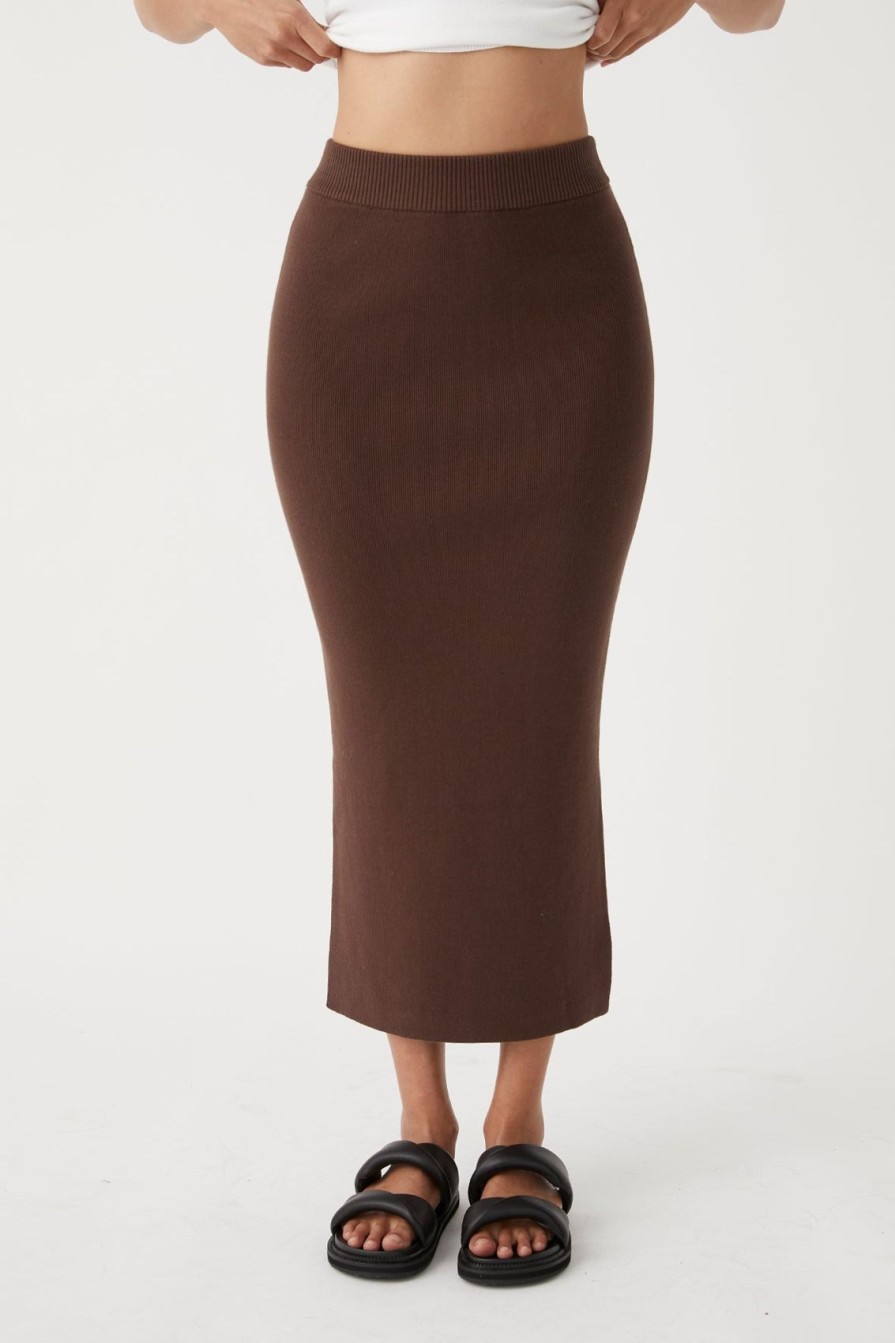 Arcaa Harper Organic Knit Skirt-Chocolate