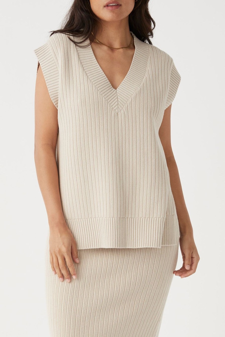 Arcaa Vera Organic Knit Vest-Sand