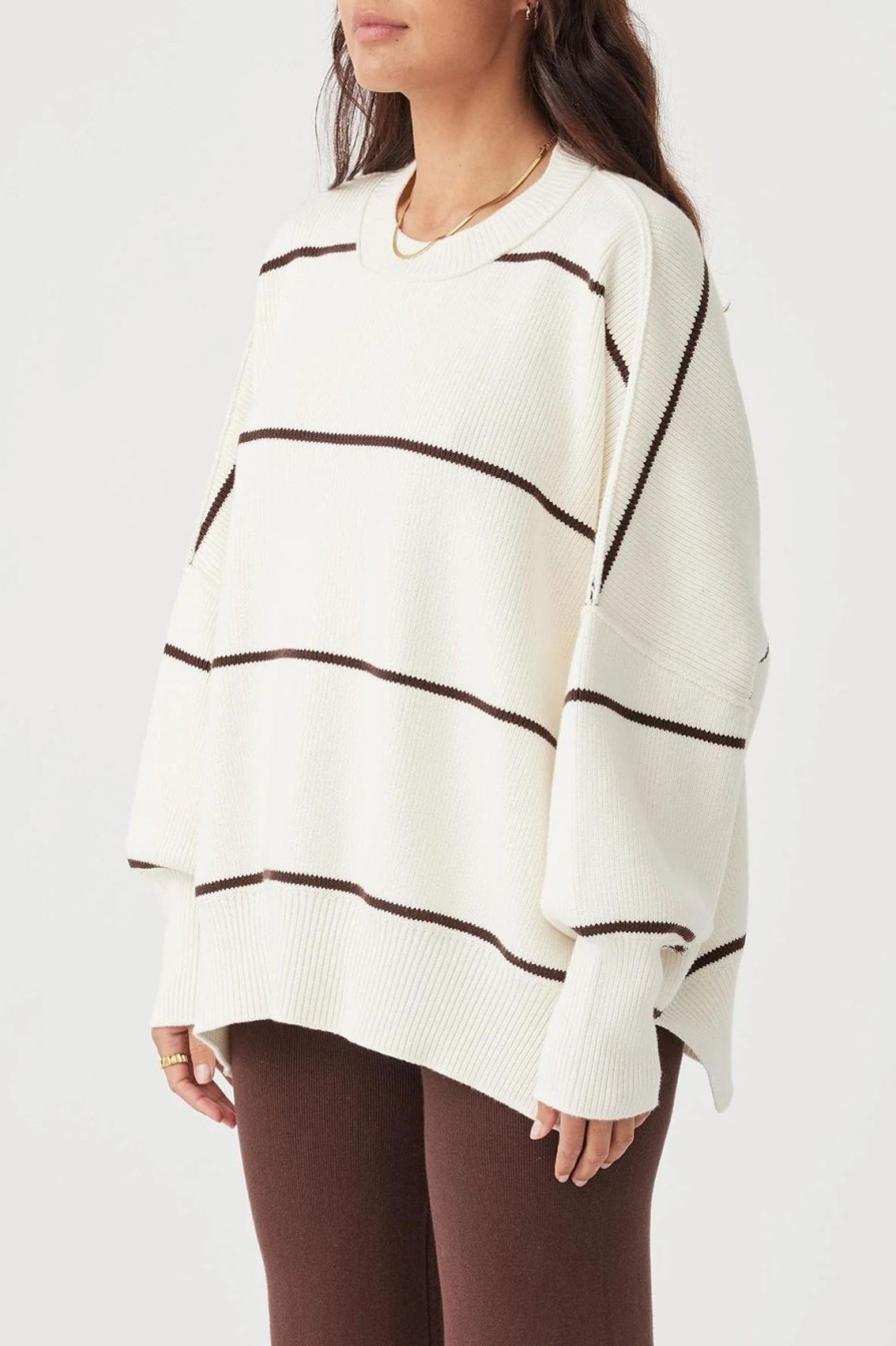 Arcaa Harper Stripe Organic Knit Sweater-Cream & Chocolate